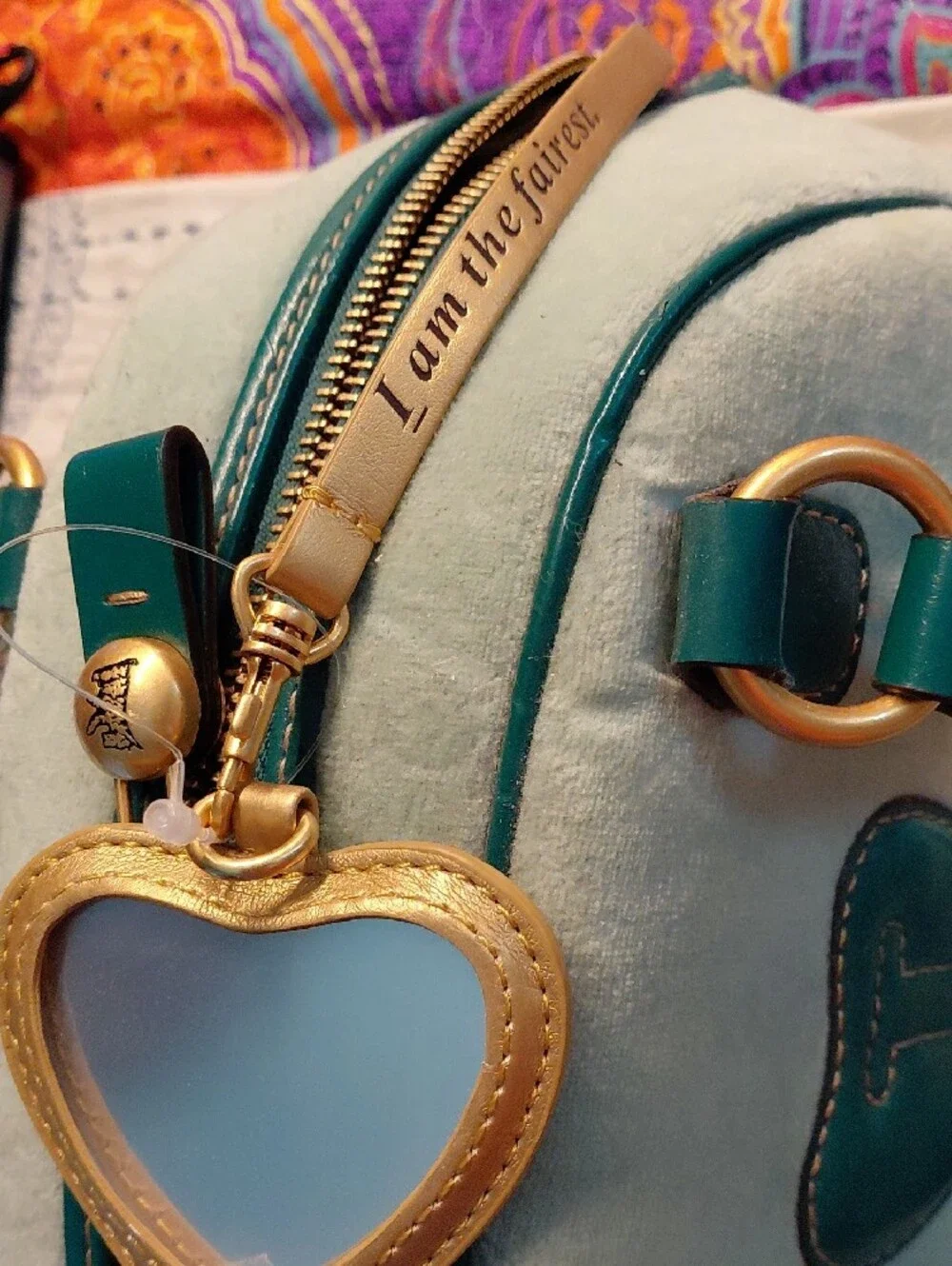 RARE P&G ERA VINTAGE Y2K Juicy Couture Mint and Teal Bowler Bag w/Charm & Mirror